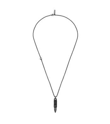Medusa Biggie Leather Necklace Black | VERSACE CA